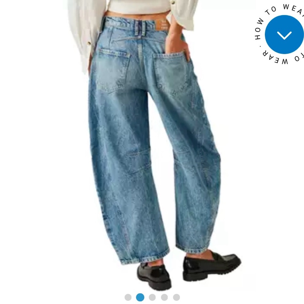 Free People We The Free Good Luck Mid-Rise Barrel Jeans